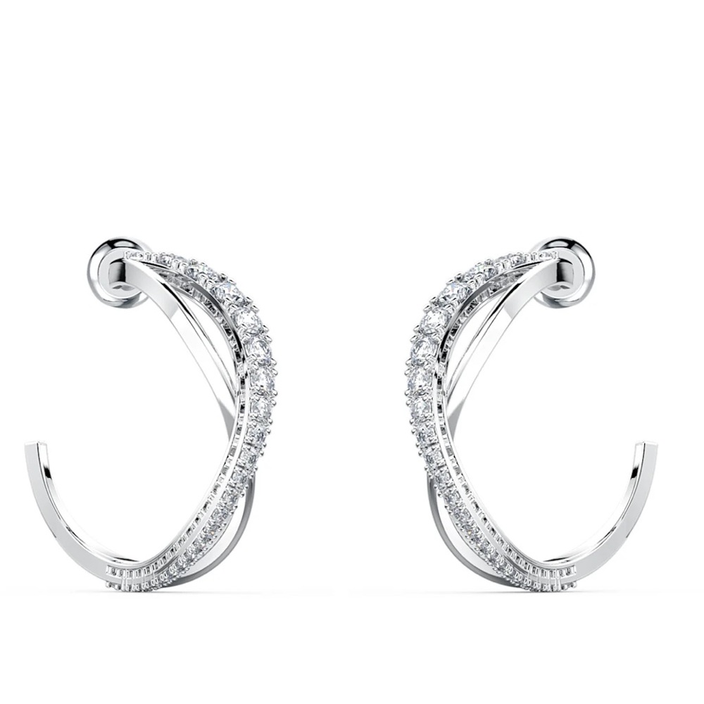 Swarovski twist hoop earrings silver NEW